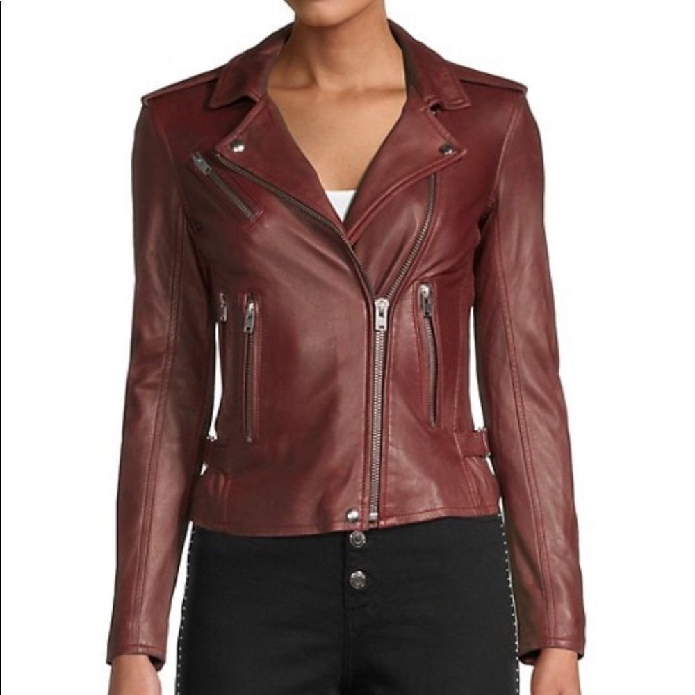 NWT IRO NEWHAN HAN LAMB JACKET RED BROWN CAMEL